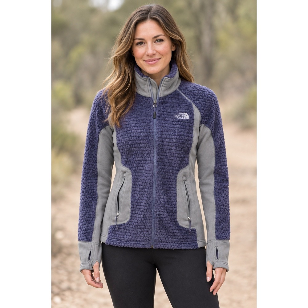 The North Face Fleece Jacket Womens XS Purple Grey Full Zip Radium High Loft